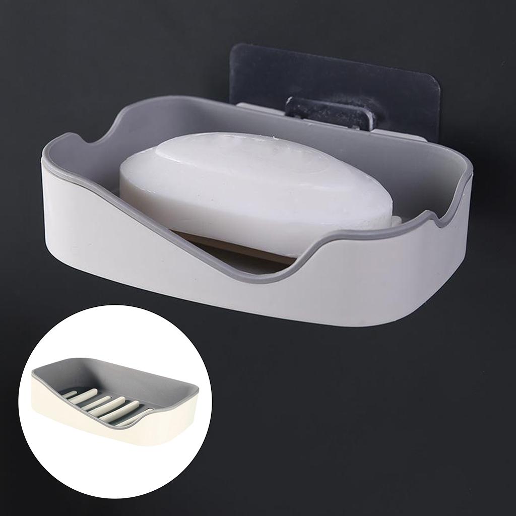 Soap Dish with Drain, Double Layer Draining Soap Box for Bathroom серый