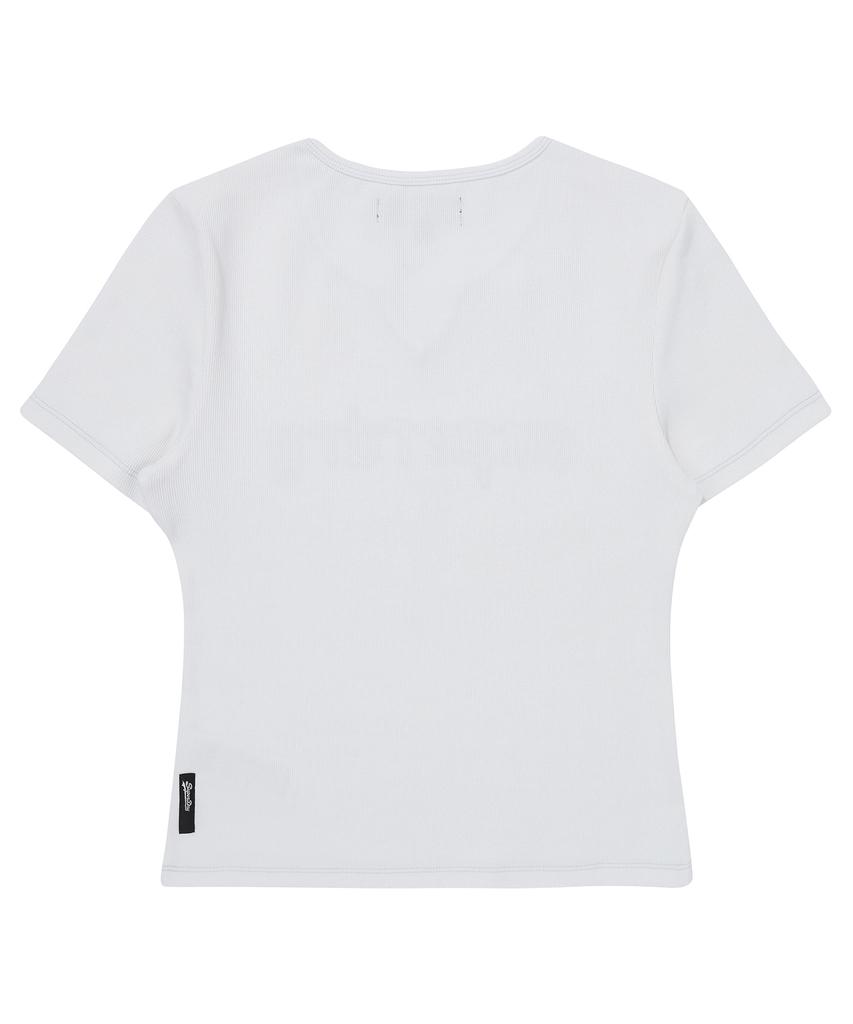 Syupeodeulai W Hole Neck Rib T-Shirt White
