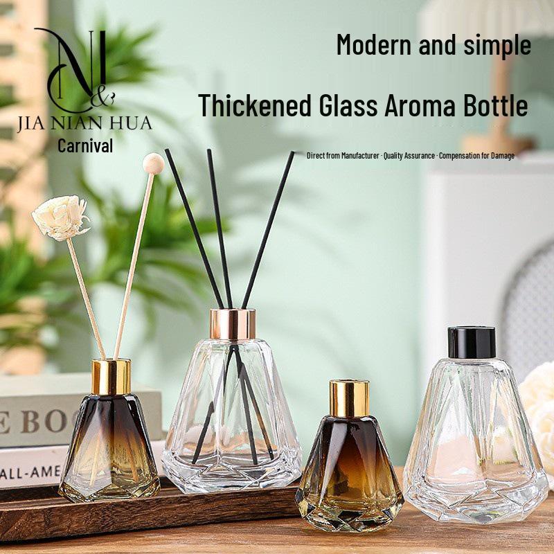 Modern Glass Aroma Diffuser Bottle with Rattan Sticks, No Fire Needed - Thickened Glass for High Aesthetic Appeal