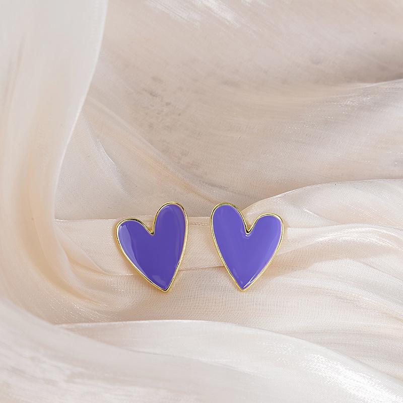 

Асимметричные серьги-сердечки Серебряная игла : Японский и корейский стиль, детский и крутой, стройнящий и отбеливающий, милые шипы для женщин.