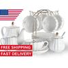 Porcelain Tea Sets British Royal Series, 8 OZ Cups& Saucer Service for 6, with Teapot Sugar Bowl Cream Pitcher Teaspoons
