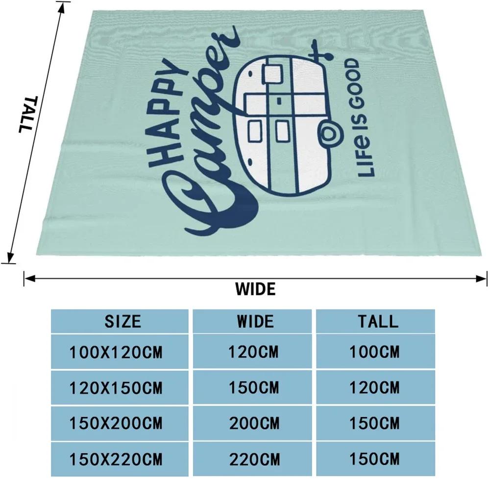 Soft Fleece Flannel Blanket Happy Camper Life Is Good Plush Throw Blanket for Couch Sofa Bed Adults Kids Blanket 80"x60"