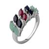 Silver Ring with Natural Sapphire 3.025ct, Emerald, Ruby, Item Weight 4.19 G (2063629)