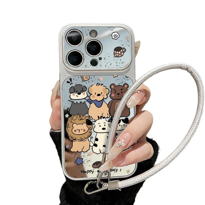 Cartoon dog mirror Apple 11 mobile phone protective case 11air light luxury iPhone11promax new drop resistance