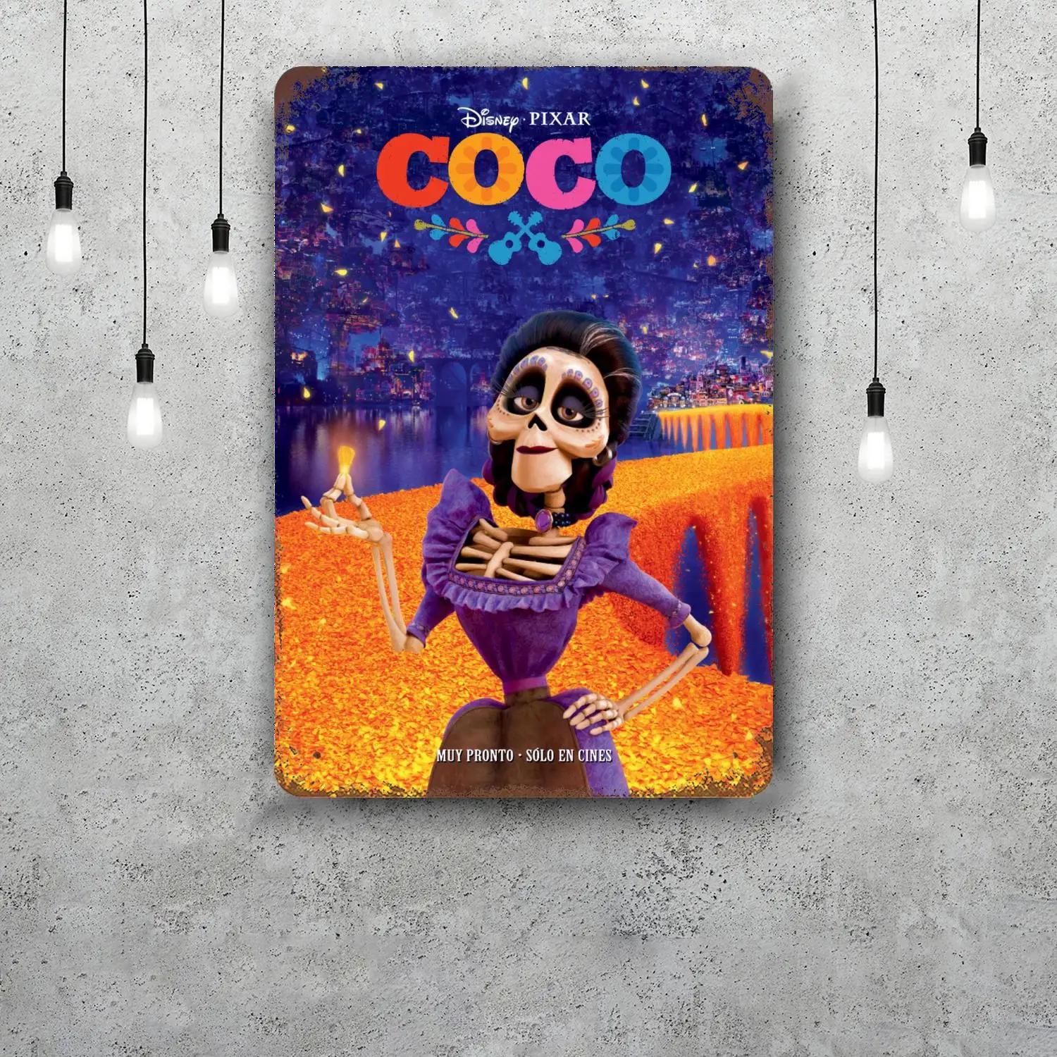 

MINISO Coco Classic Poster Rusty Metal Plaque Retro Decorative Plate Bar Man Cave Garage Club Metal Sign Wall Decoration 20x30cm（7.8x11.8inch）