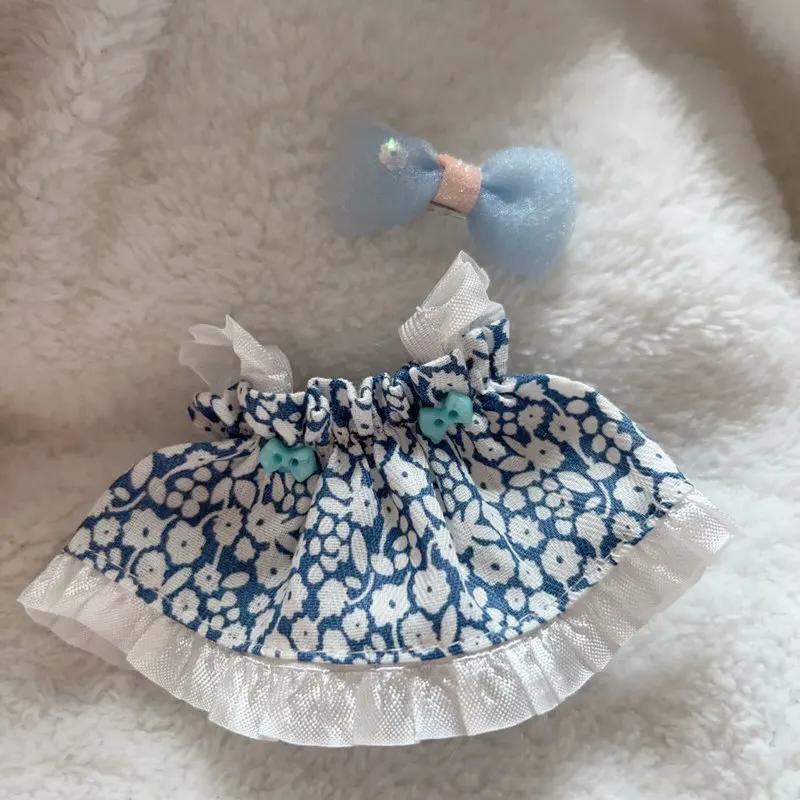 Doll Clothes Fashion Clothes Bow Strap Floral Skirt for 17cm Doll Clothes Dolls Accessories Cute Little Clothes