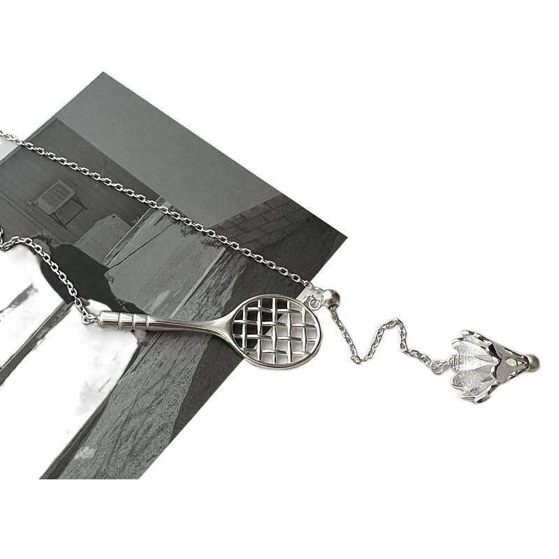 FY-XL3745 925 Silver Badminton Racket Retractable Necklace Niche High-End Sense Light Luxury Personalized Versatile Accessory