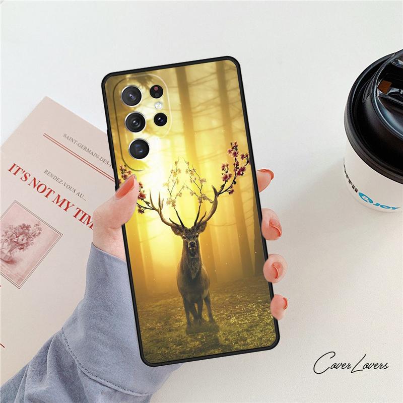 Animal Deer Art phone case For Samsung Galaxy S24 S25 S23 S22 Ultra Note 10 20 Plus S20 S21 FE Cover