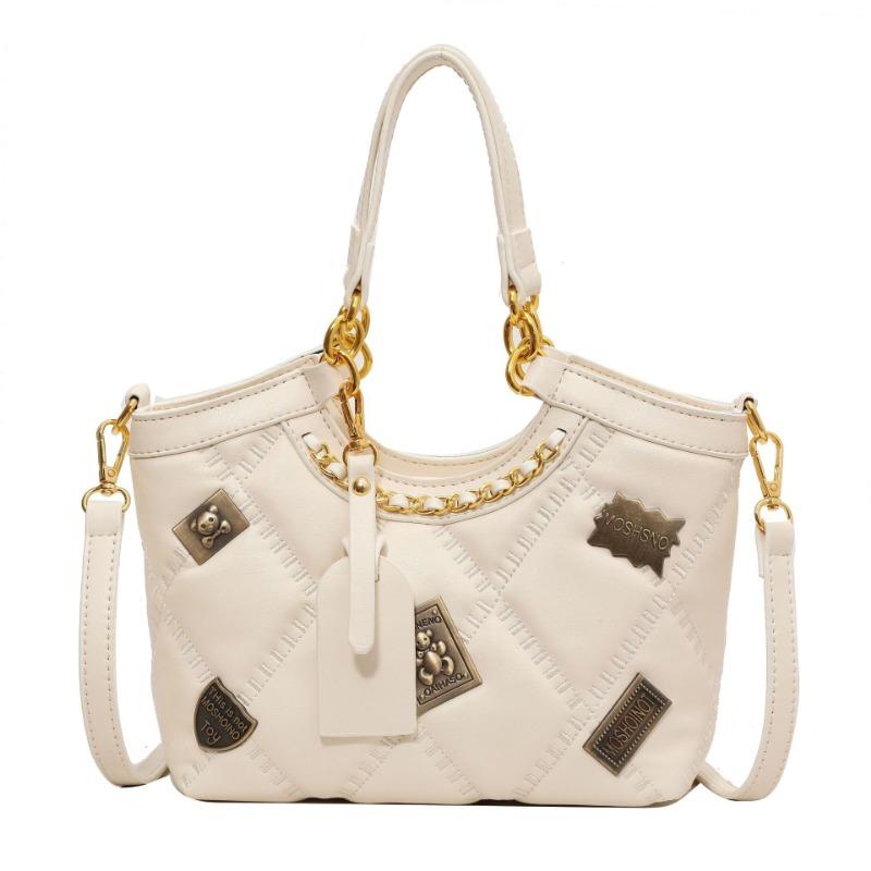 Premium textured bag women's trendy versatile new niche diamond badge single shoulder messenger bag portable tote bag