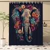 1Pc Floral Elephant Shower Curtain, Durable Polyester Material, Multiple Sizes Available, Easy Care, High Quality, Includes Hook