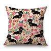 Hand Painting Dachshund Posters Cushion Covers Rose Flower Sausage Dog Keep Calm And Hug Pillowcase Decorative Pillows For Sofa