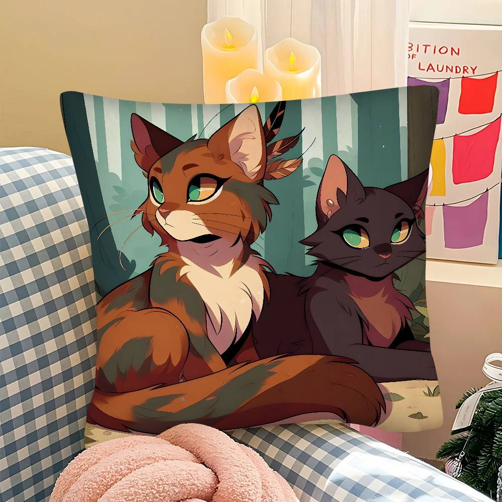 Stück Cartoon Niedliche Kriegerkatzen Buchkissenbezug Mode Quadratischer Kissenbezug Schlafzimmer Sofa Raum Ins Dekoration Freizeit