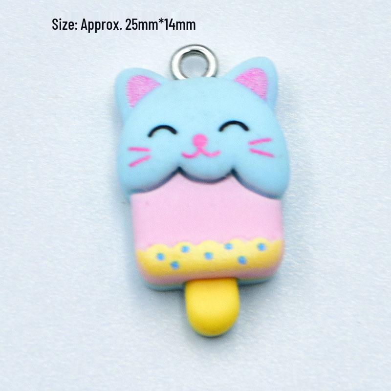 Resin Cartoon Animal Popsicle Charms: Frog, Bear, Rabbit - DIY Jewelry Accessories