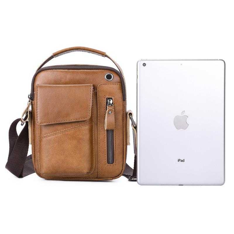 Men's leather backpack Outer layer made of durable cowhide casual fashionable cross-body bag single shoulder bag leather bag