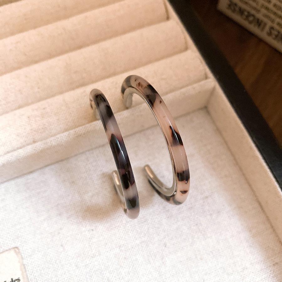 

Silver needle resin smudge earrings retro Maillard stud earrings niche high-end earrings women