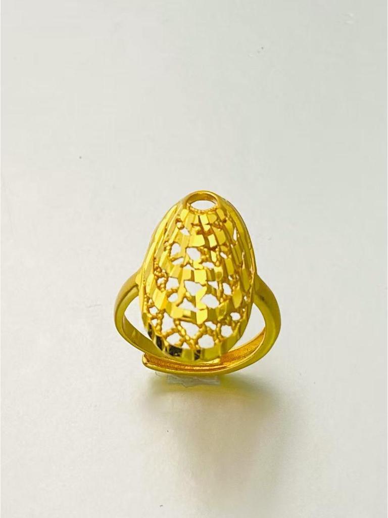 24K Gold Plated Adjustable Brass Ring - Personalized High-End Design