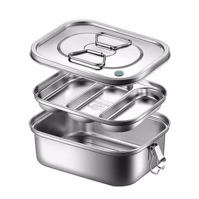 304 Rostfritt Stål Lunchlåda Bento, För Barn Vuxna Bärbar Dubbellager Förseglad Bento Låda, Isolering Matförvaring Picknicklåda