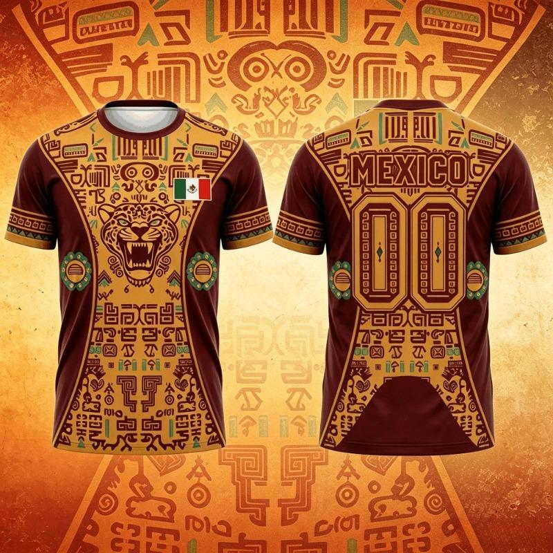 Summer Mexico Print T Shirt for Men Funny 3D Eagle Pattern Tees Football Sports Kids Fashion Print Casual Women Short Sleeve