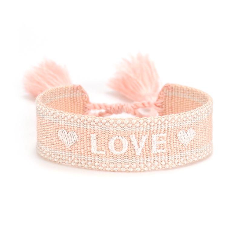 European & American Cross-border Embroidery Bracelet | Handmade Tassel & Letter Logo