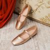 Fashion Flat Shoes for Women 2025 Spring and Autumn French Square Toe Silver Mary Jane Plus Size Women's Shoes Zapatos Mujer ladies