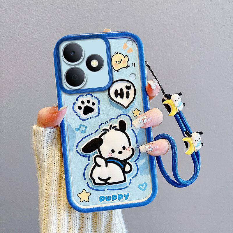 KEYSION Shockproof Case for Realme Note 80 with Lanyard Soft Silicone Cute 3D Cartoon Doll Phone Cover for Realme Note 80