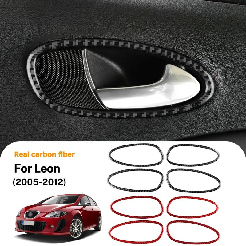 Real Soft Carbon Fiber Sticker For Seat Leon Altea 2005 2006 2007 2008 2009 2010 2011 2012 LHD RHD Car Door Handle Switch Trim.
