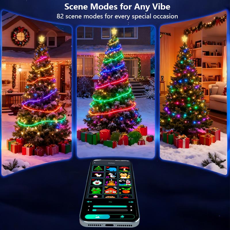 400-800LEDs Smart Christmas Tree Lights LED RGB String Lights DIY Color Pattern Music Sync Waterproof for Christmas Tree Decor