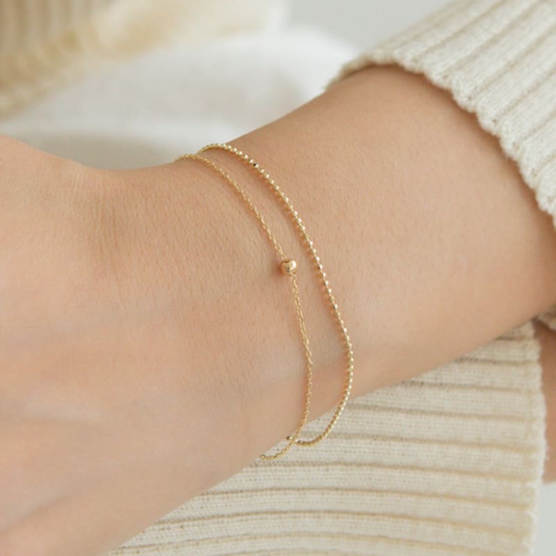 LUNNE 14k One Point Mini Ball Bracelet (14k Gold) #BR05