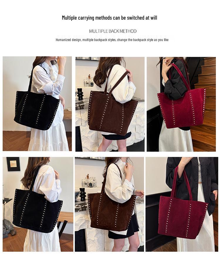 Dam Retro Hjortskinn Mocka Nitar Tygväska Handväska