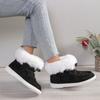 Large size cotton shoes women's autumn and winter new round head lace-up short boots plush warm fluffy women's shoes