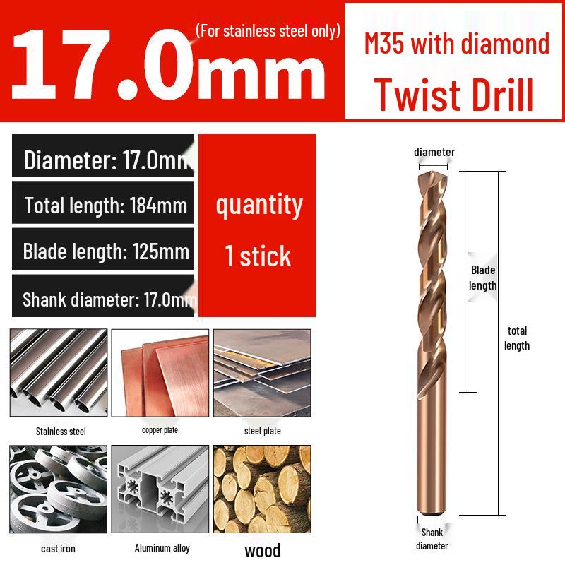Set di punte da trapano HSS M35 al Cobalto per Legno, Metallo, Acciaio Inossidabile - Alta Durezza