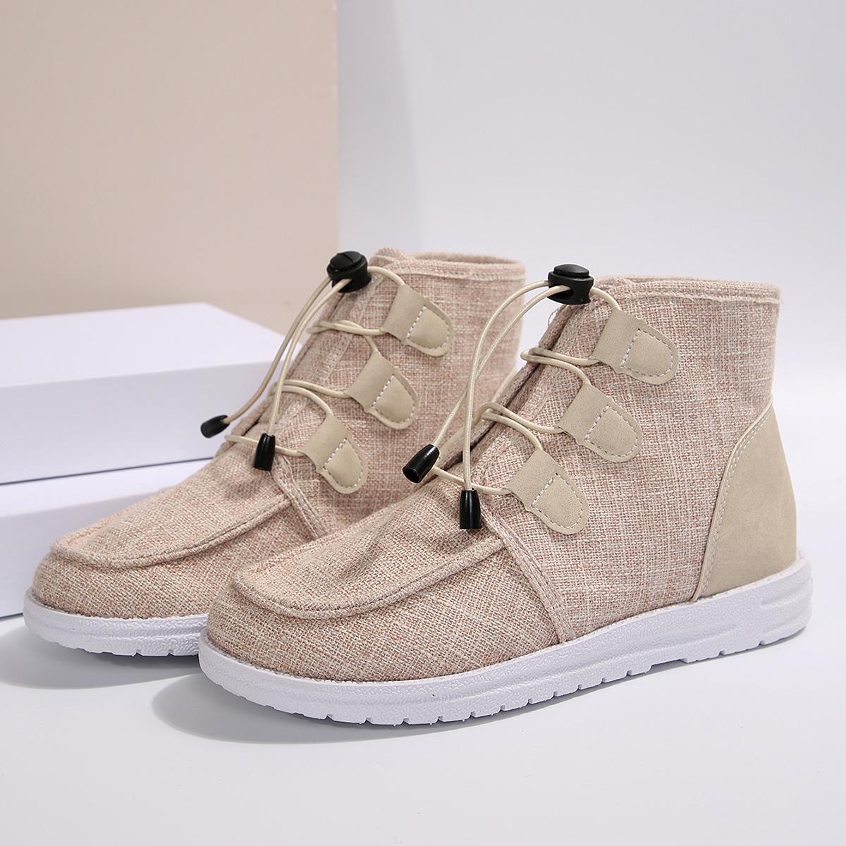 

Короткие женские замшевые хлопковые ботинки Новые эластичные ботинки Мартина Хлопковая обувь большого размера Тканевые повседневные ботинки с высоким верхом 36