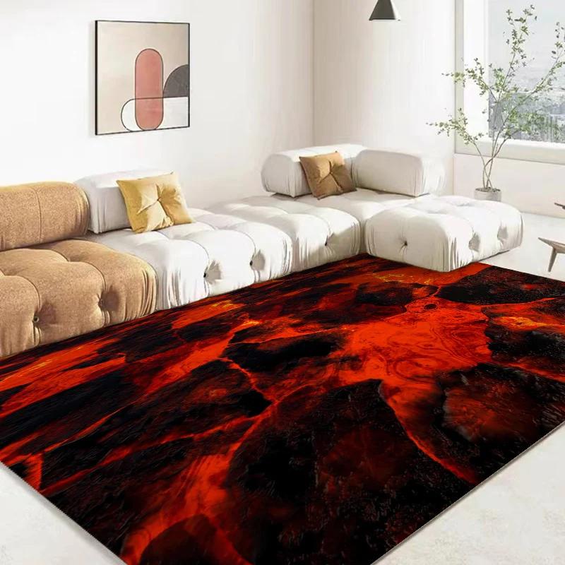 

3D Volcano Lava Magma Area Rug Large Red Carpet for Living Room Bedroom Sofa Home Decoration Kids Game Play Non-slip Floor Mat 40x60cm 16x24 inch