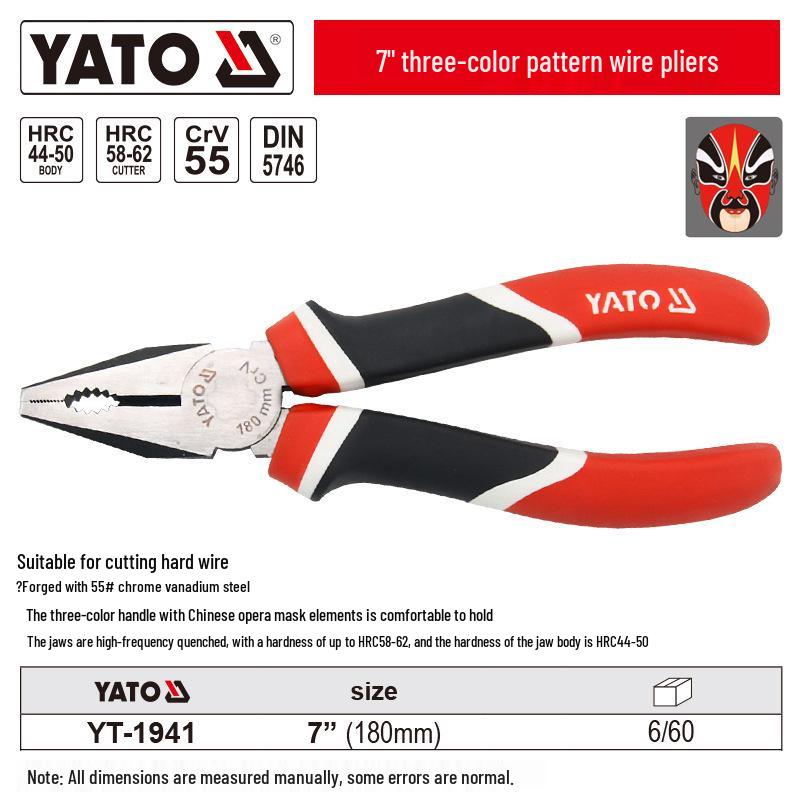 YATO Industrial Needle Nose & Diagonal Cutting Pliers Combo with Wire Strippers