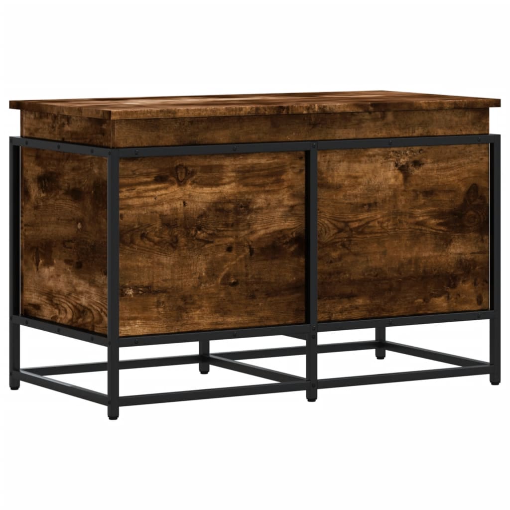 Storage Box with Lid Smoked Oak Finish 80 X 40 X 51.5 Cm