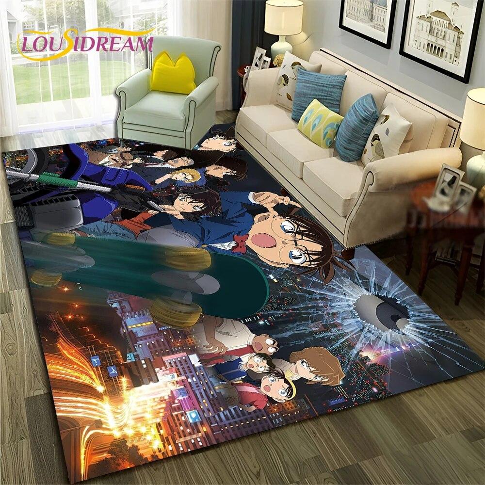 Cartoon HD Detective Conan Anime 3D Carpet Rug for Home Living Room Bedroom Sofa Doormat Decor,Child Area Rug Non-slip Floor Mat