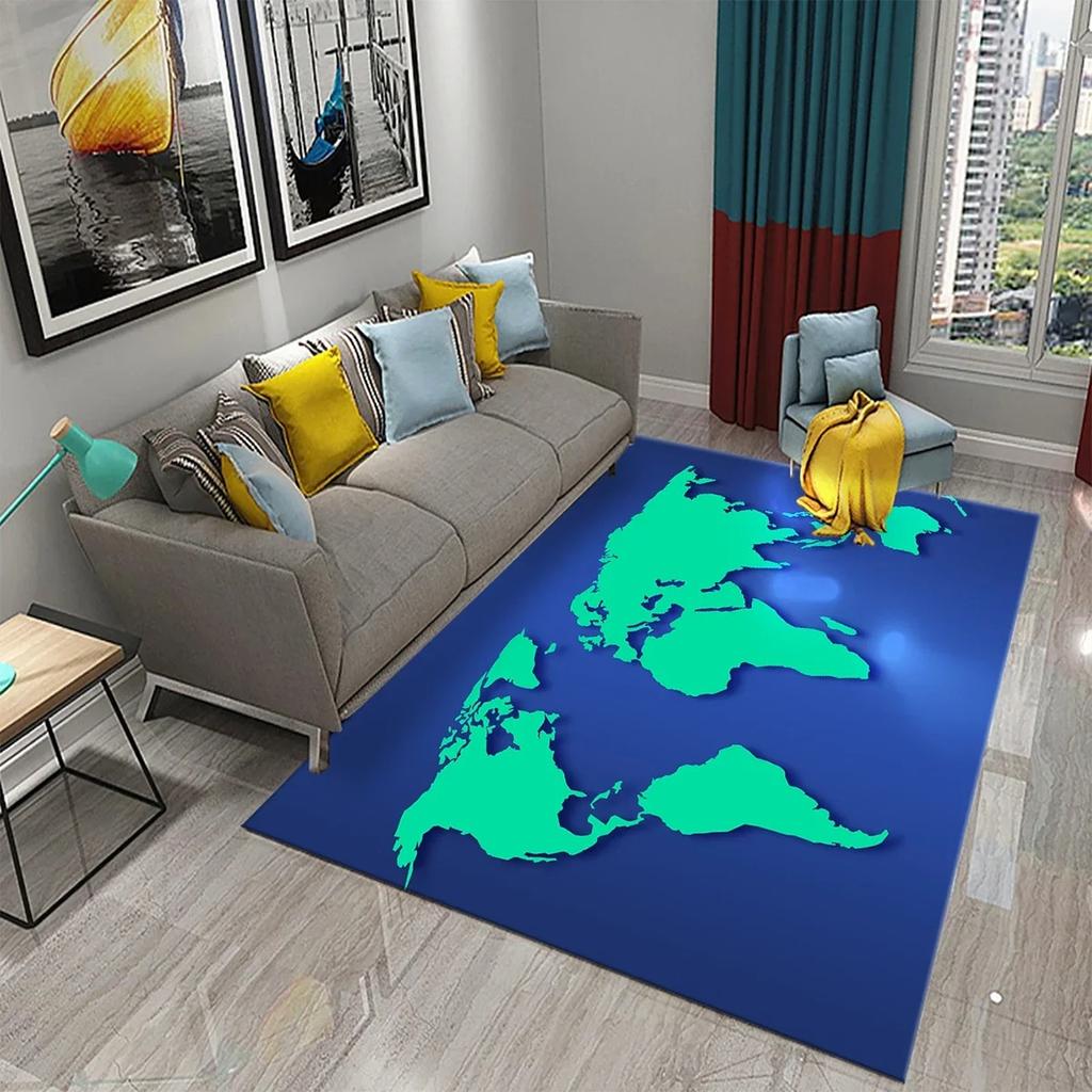 Map Rug Nautical Map Carpet Vintage Style Floor Carpets for Bedroom Living Room Floor Rug Large Area Rugs Door Mats Home Decor