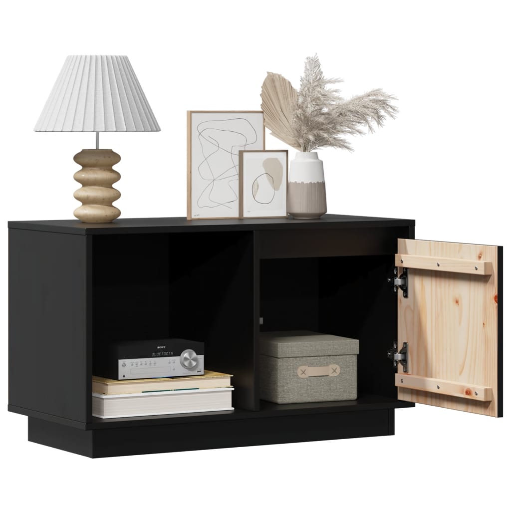 Vidaxl TV Cabinet, Black, 74X35X44 Cm, Solid Pine Wood