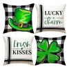 Patricks Day Pillow Cover 18x18 Inch Clovers Throw Pillow Cases for Home Lucky Charm Patricks Decorative Pillowcase