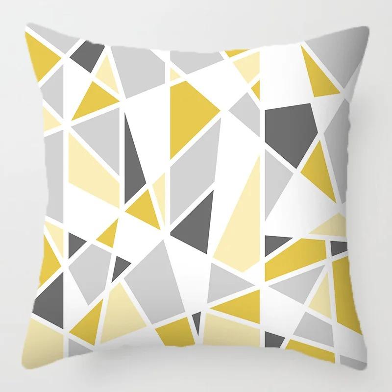 40X40 Yellow Geometric Throw Pillow Case Black Grey Striped Cushion Cover Modern Home Decor For Sofa Living Room Car Chair