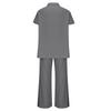 Leinen-Sets für Damen 2-teilig Kurzarmhemden & Weitbeinige Hosen Locker sitzend Schick Baumwoll-Leinen-Sets Outfits