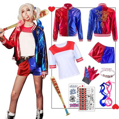 Formemory Harley Quinn Cosplay Halloween Costume for and Joker Costume with School Cultural and Stage Performances Costume, Adults, Kids, Girls,