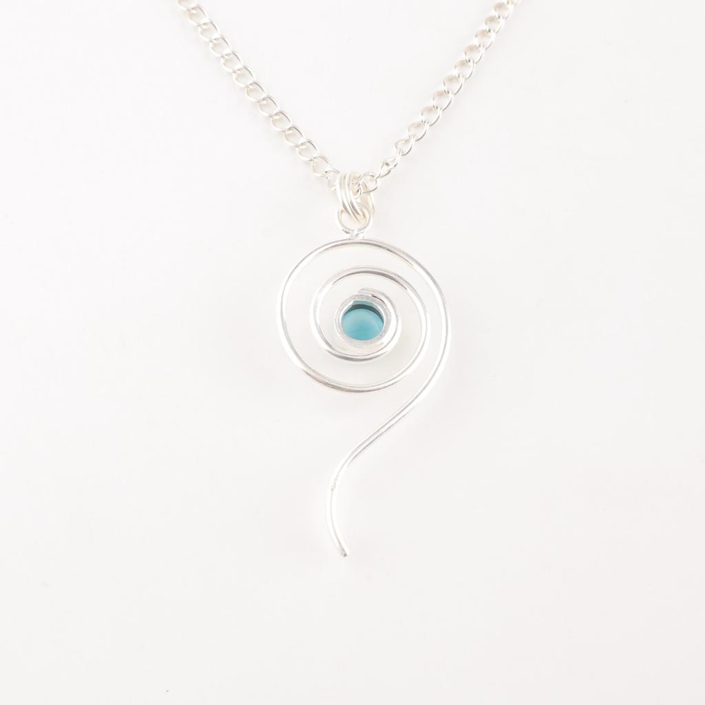 Blue Cat's Eye Gemstone 925 Sterling Silver Jewelry Handmade Blue Stone Pendant PP-42-47