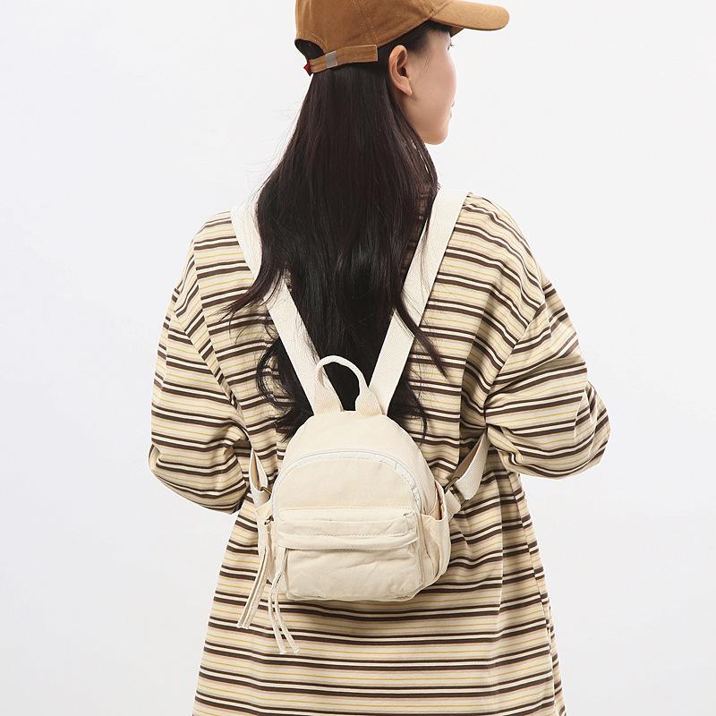 Mini Canvas Backpack Trendy Brand Niche Design Sense Small Backpack Women's Leisure Sports Cycling Bag Men's Mobile Phone Backpack