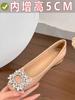 Silver High-end Flat-bottomed Rhinestone Single Shoes New Autumn Black Commuter Beanie Shoes