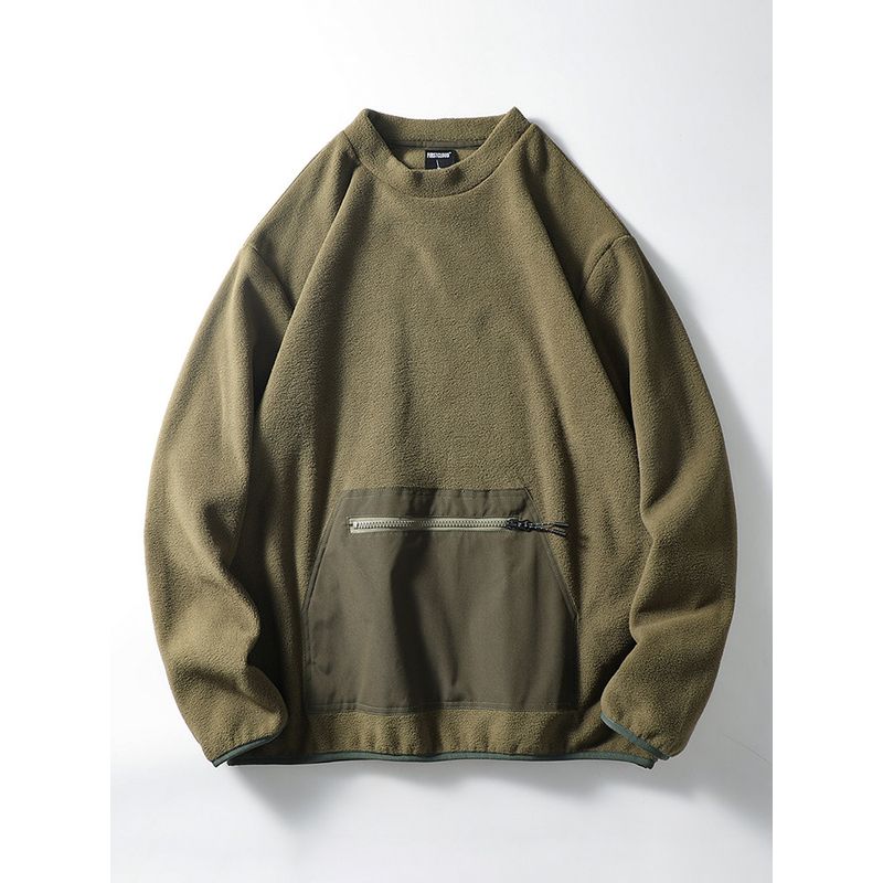 Japanese-Style Retro Mountain Double-Sided Fleece Sweater Men's Autumn and Winter Fleece-lined Trendy Bottoming Shirt Export Men's Clothing Outwear