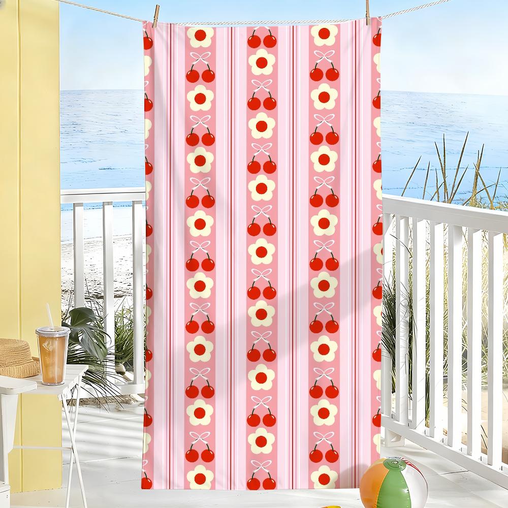 Red Cherry Love Romance Towel Soft Pool Gift For Travel Gym Shower Camping Quick Dry Sports Large Beach Towels