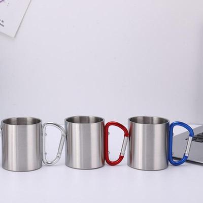 220Ml Stainless Steel Cup for Camping Traveling Outdoor Cup with Handle Carabiner Climbing Backpacking Hiking Portable Cups