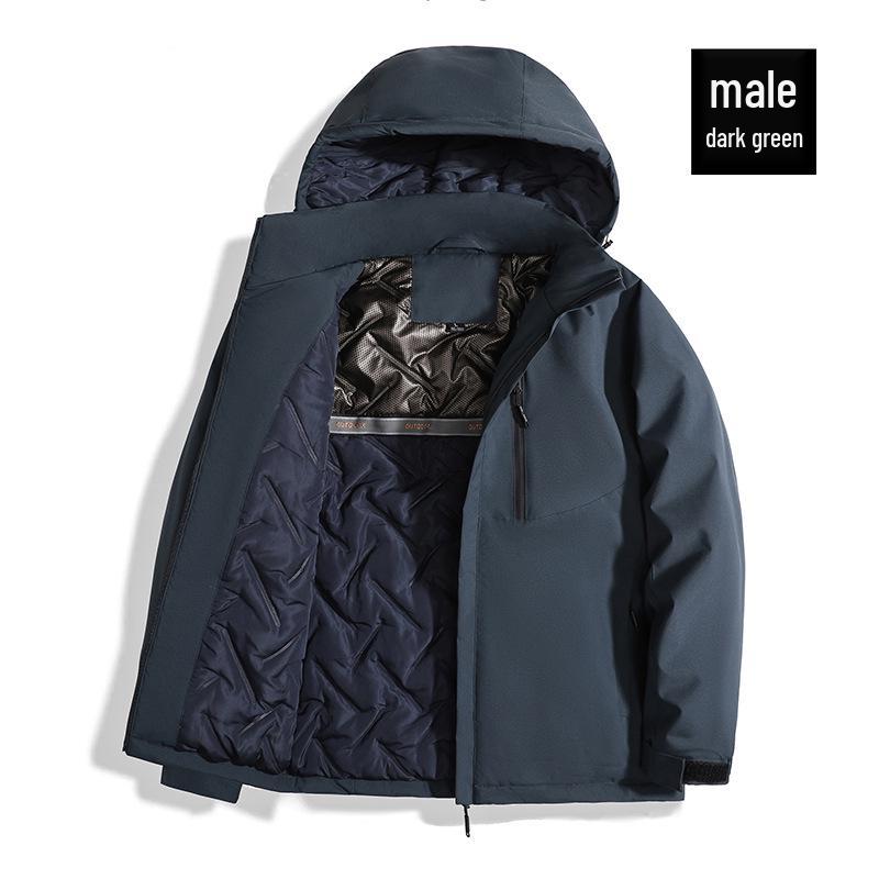 Men's Graphene Thermal Hooded Jacket - Winter Windproof, Thickened Workwear, Mountaineering Style, Trendy Couple Design