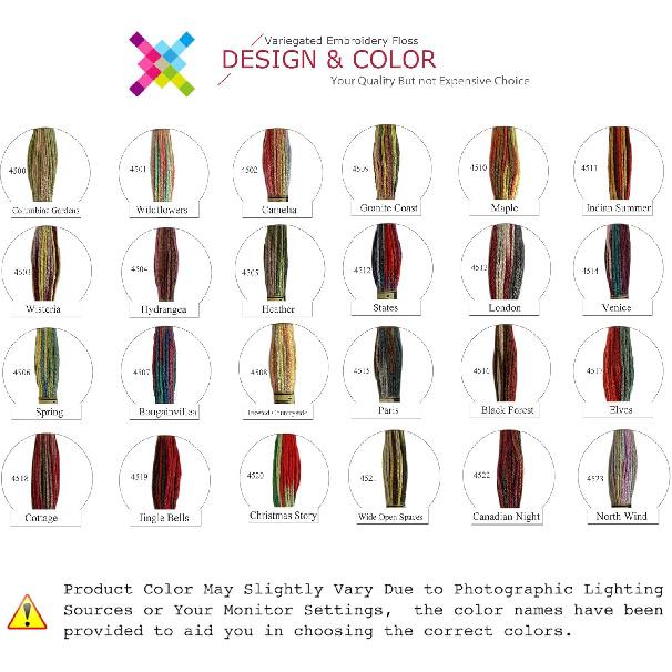 24 Skeins Magical Color Variations Floss Pack Six Strand Embroidery Variegated Cross Stitch Threads